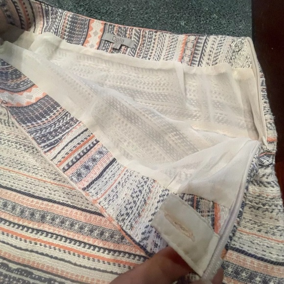Dalia Tweed Geometric Lined Ivory & Orange & Gray Mini Skirt W Zipper Size 4 - Picture 6 of 14